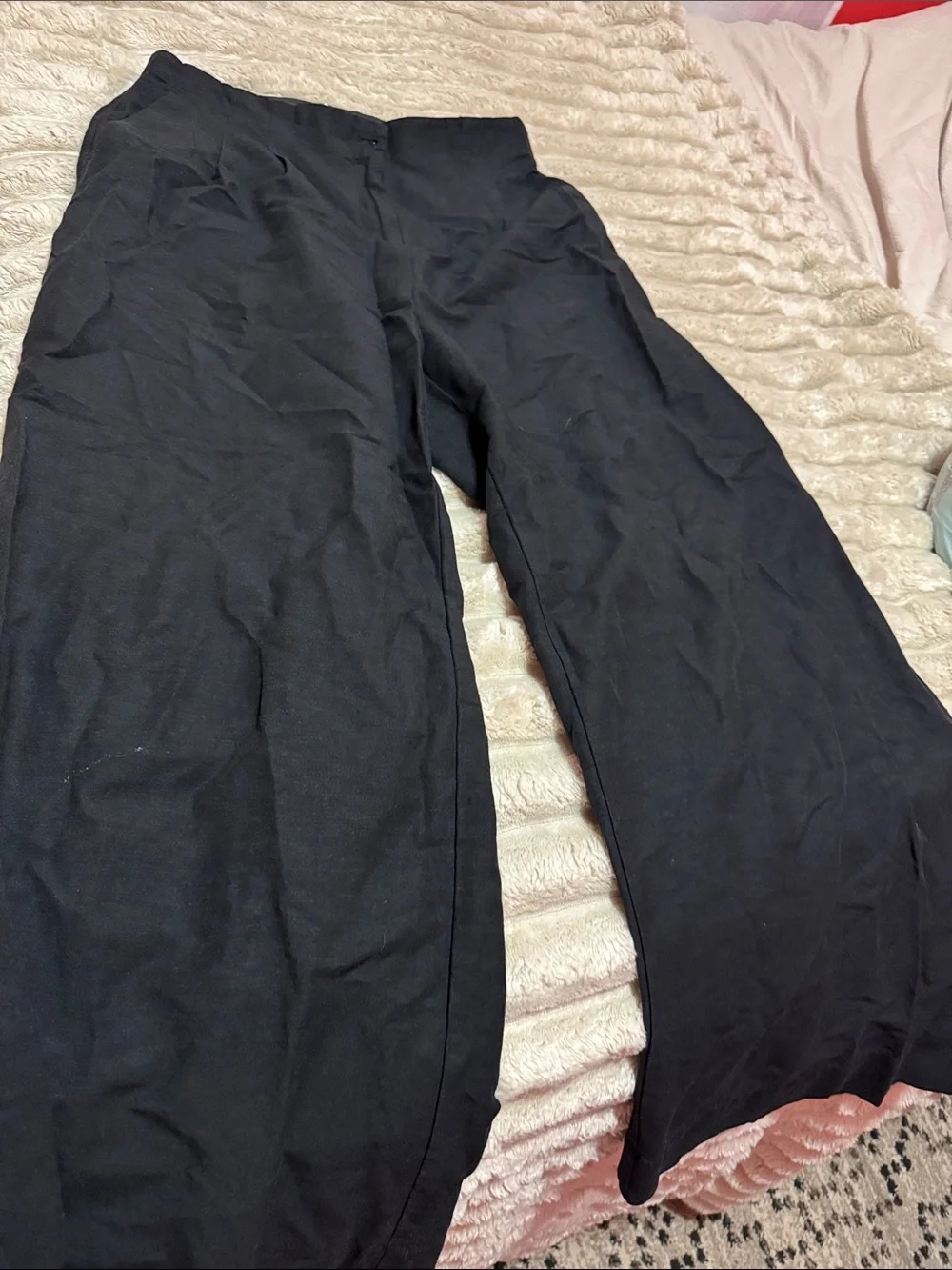 H&M Black Wide Leg Linen Women's Pants